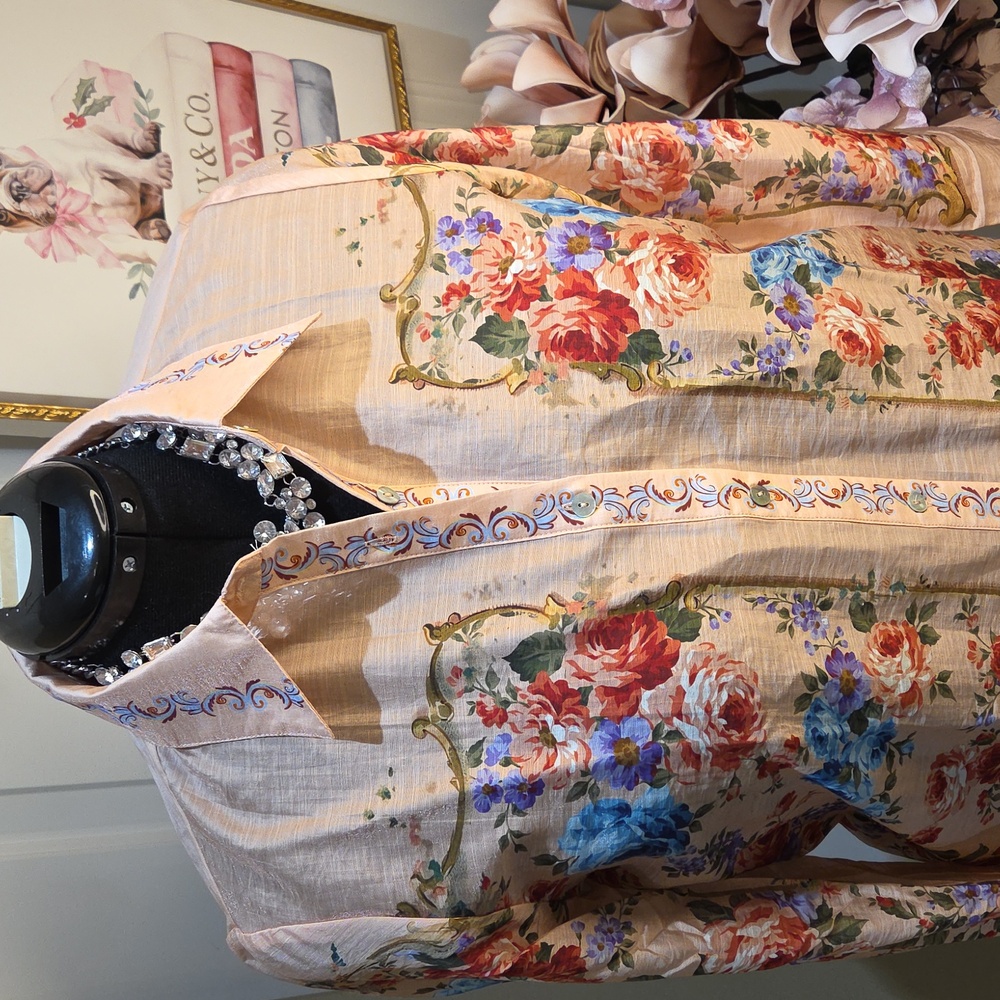 Nwt Xl & Large Joie Floral Button Down Shirt - Pink and Blue - Picture 4 of 17